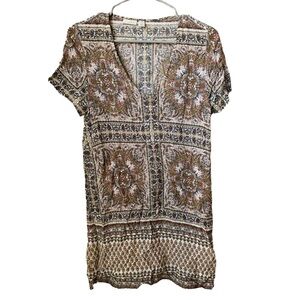HINGE Women’s V-Neck Short Cap Sleeve Viscose Mini Dress/ Tunic